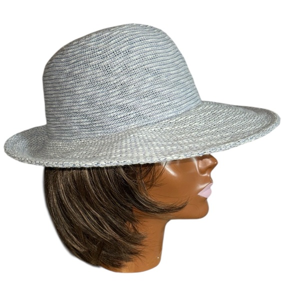 Shireen Cotton Blend Turn Brim Sun Hat in Light Blue Heather Packable SPF 50+ - Picture 3 of 8